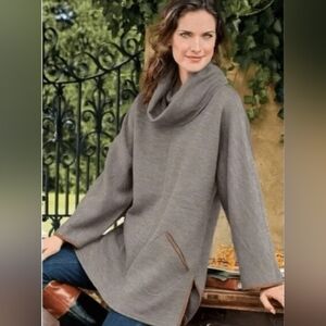 Soft Surroundings Wool Blend Cowl Neck Boho Tunic Sweater‎ Size Small